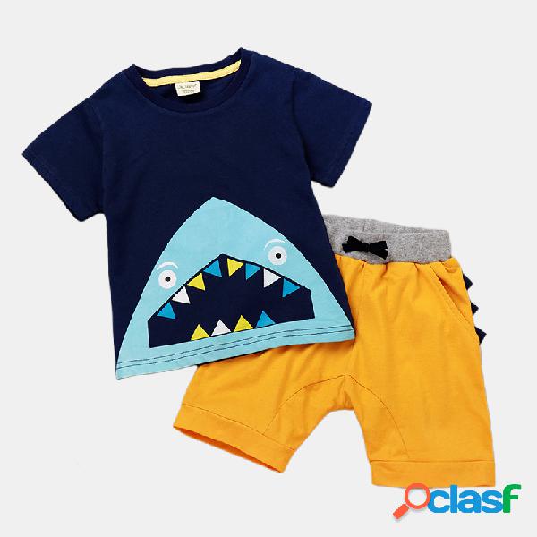 Conjunto de roupas casuais de mangas curtas de impressão