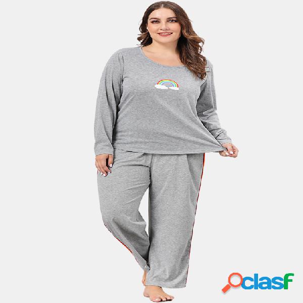 Conjuntos de pijamas de tamanho arco-íris de impressão