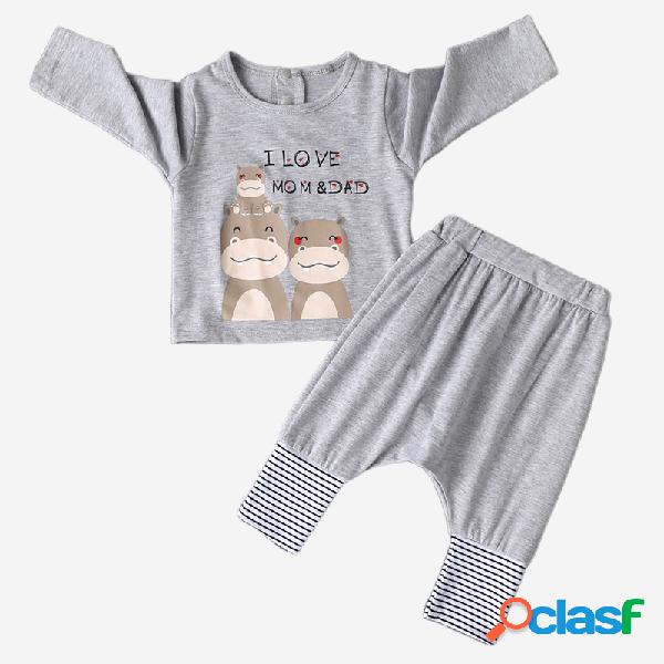Conjuntos de roupas casuais de mangas compridas de retalhos