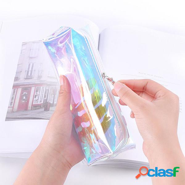 Cool Laser Transparente Color Pencil Bag PVC Waterproof