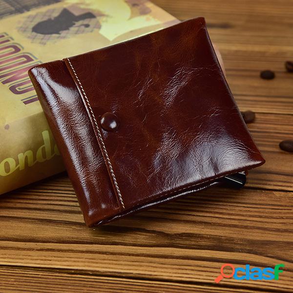 Couro Genuíno Business Casual Wallet Para Homens