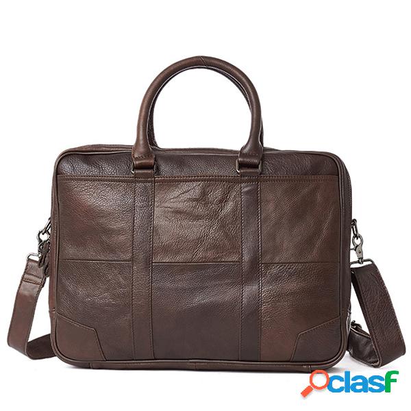 Couro Genuíno Business Laptop Bolsa Maleta Crossbody Bolsa
