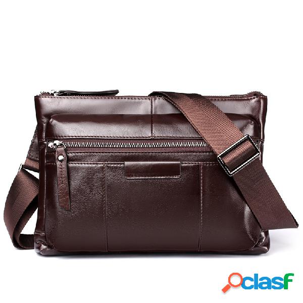 Couro Genuíno Busniess Alta capacidade Crossbody Bolsa