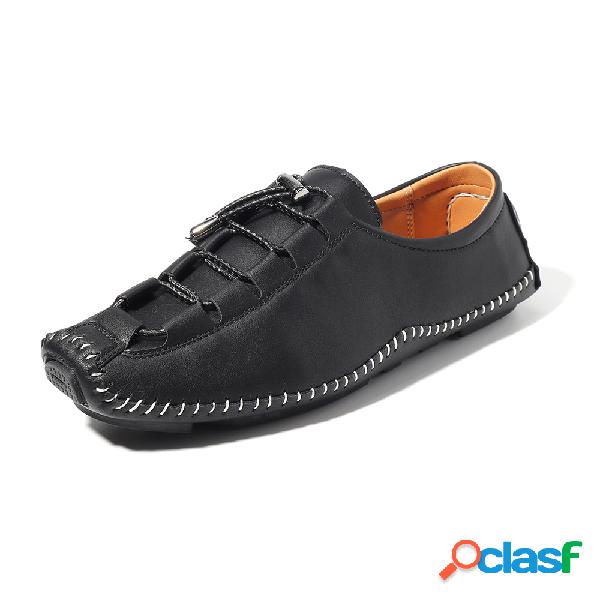 Couro de microfibra de homens costura Casual sapatos