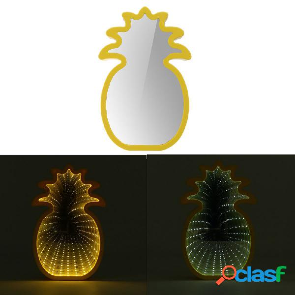 Criativo Bonito Pineapple Espelho Lâmpada LED Túnel Night