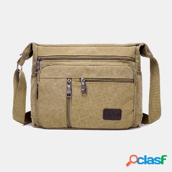 Crossbody multifunções de lona casual sólida para