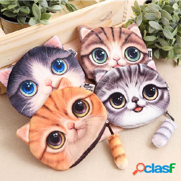 Cute Coin Purse Presente Criativo 3D Cat Cloth Cartoon Coin