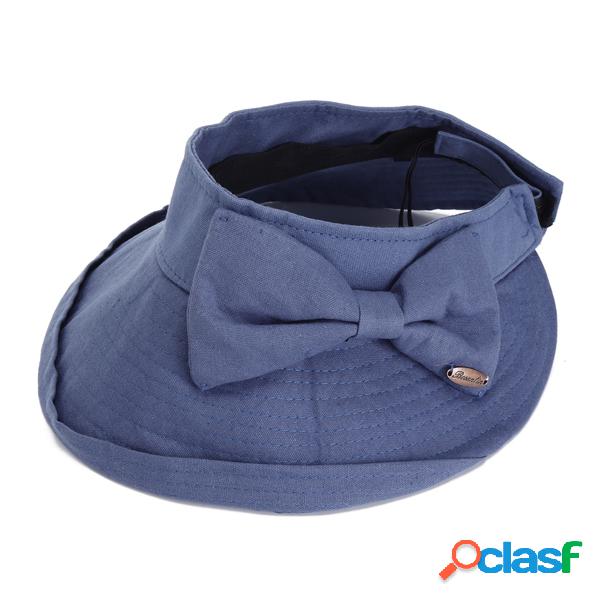 Das mulheres de Algodão Arco Emty Top Wide Brim Bucket Cap