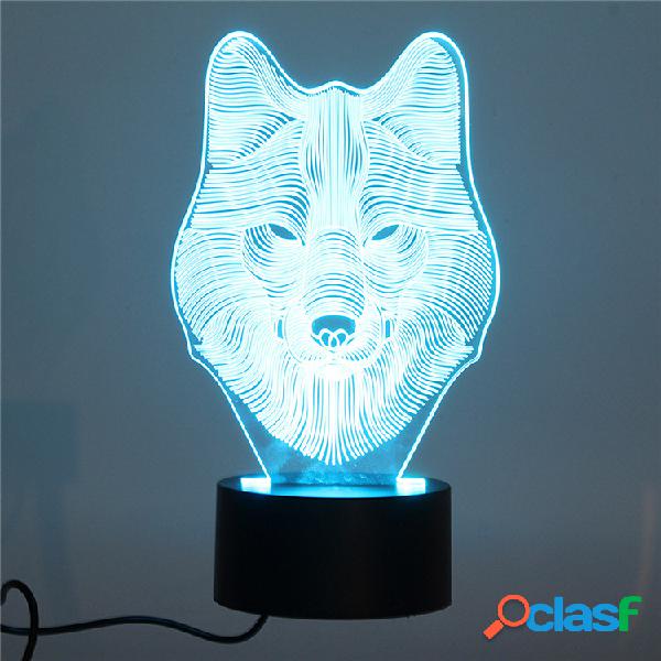 DecBest 3D Wolf Night Light 7 Cor Change LED Desk Mesa de