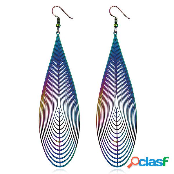 Declaração Colorido Oco Teardrop Spiral Earrings Stainless