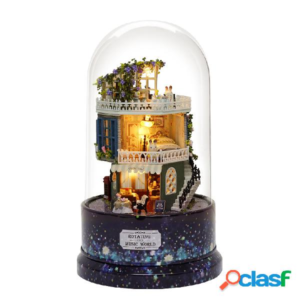 Diy bola de vidro casa de boneca casa de sonhos em miniatura