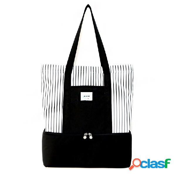 Dupla Compartimento Isolada Lunch Bag Cooler Caixa De