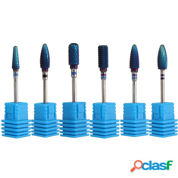 Electric Blue Cylinder Coated Carbide File Drill Bit Nail