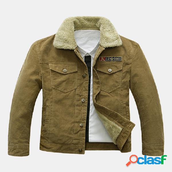 Estilo militar Winter Outdoor Corduroy Pockets Loose Thicken