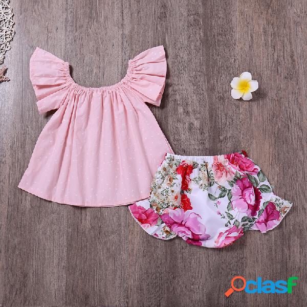 Fato de verão com flores estampadas sem mangas para