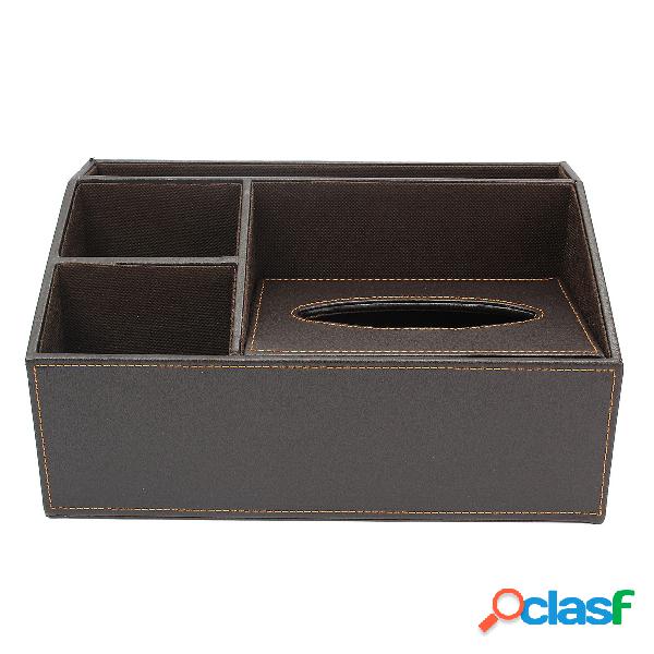 Faux Leather Tissue Box Cover Suporte de papel Organizador