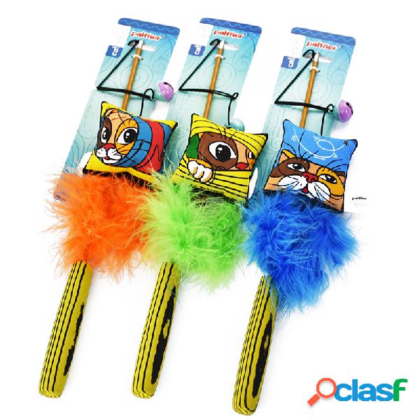 Feather Small Floral Fresh Style Tease Cat Sticks com gato