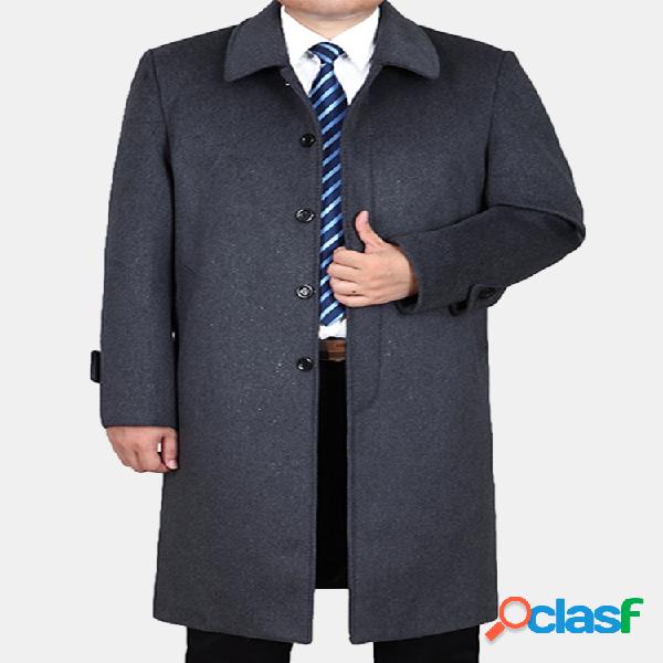 Gabardine Meio-Longa Profissional Casual Masculina de Lã