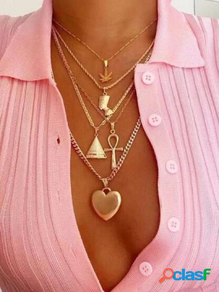 Gold Heart Decor Multi Layer Necklace