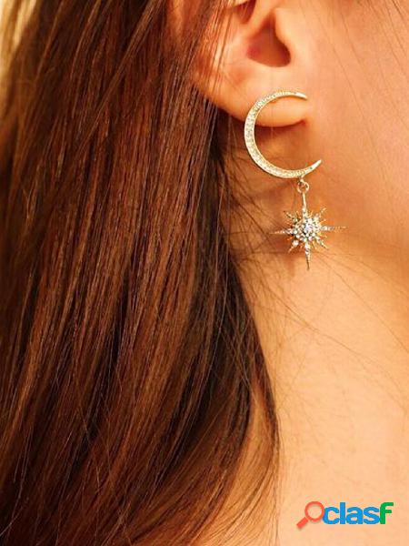 Gold Moon Star Earrings