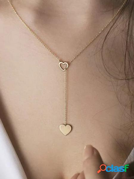Gold Peach Heart Pendant Chain Necklace