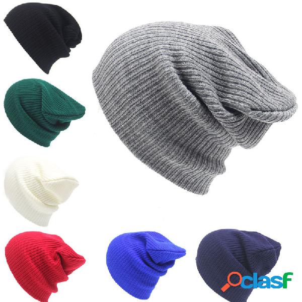 Gorro Sólido Tricotado Quente Casual Esportivo Respirável