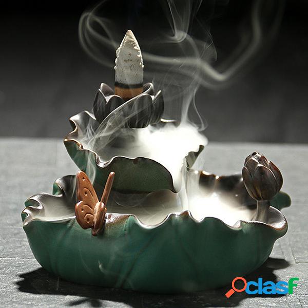 Handmade Ceramic Lotus Sculpt Backflow Incense Burner Com 10