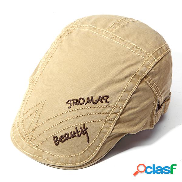 Homens Autumn Stripes Sunshade Cotton Beret Cap Travel