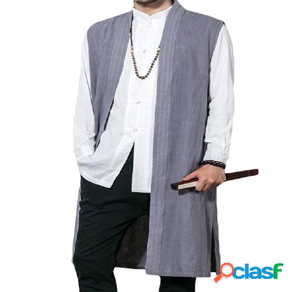 Homens Casual Cor sólida Sem mangas Long Windbreaker