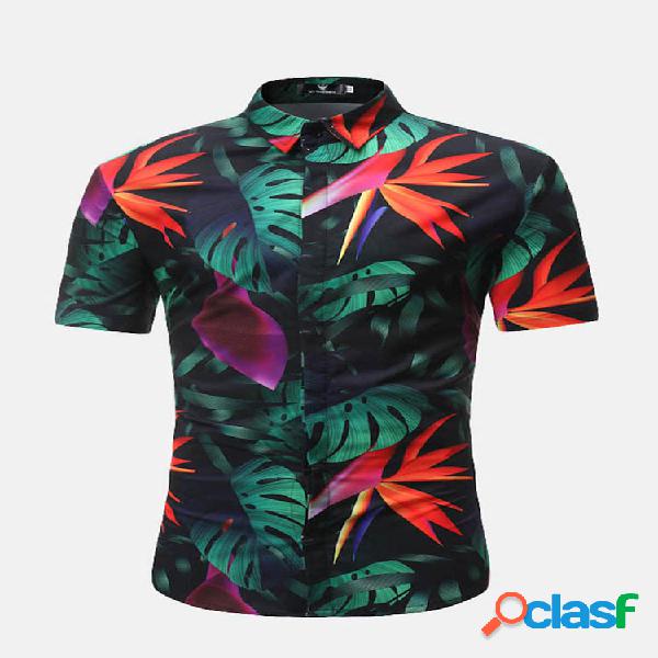 Homens Casual Ethnic Hip Hop Planta Impressão Slim Fit