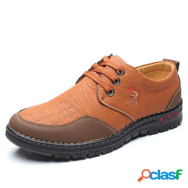 Homens Comfy Microfibra Couro Costura Lace Up Calçados