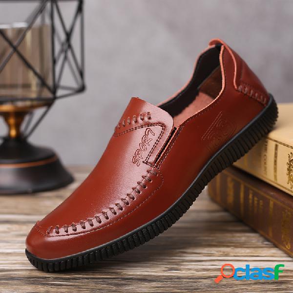 Homens Costura Couro Slip Resistente Macio Casual Sapatos de