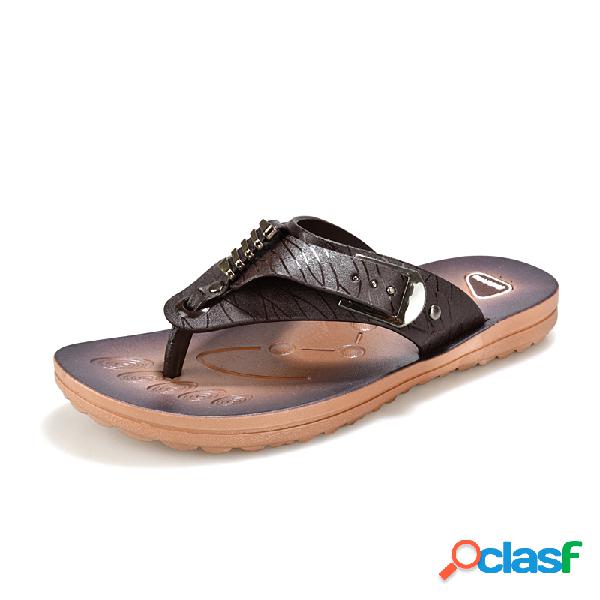 Homens Couro sintético Buckle Clipe Toe Casual Beach