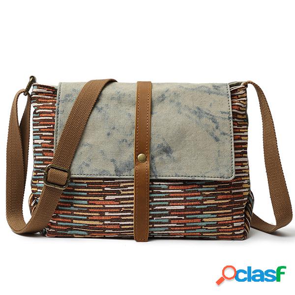 Homens E Mulheres Couro Genuíno Canvas Vintage Crossbody