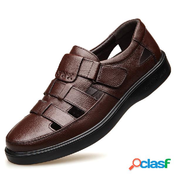 Homens Fechados Toe Dress Sandals Gancho Loop Sandálias de