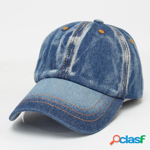 Homens Mulheres Vintage Cor sólido Denim Chapeu Baseball