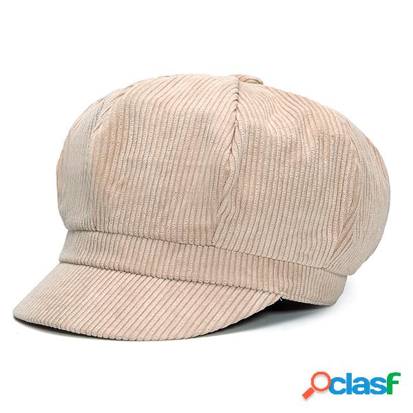 Homens Mulheres Vintage Veludo Cap Octogonal Grosso Pintor