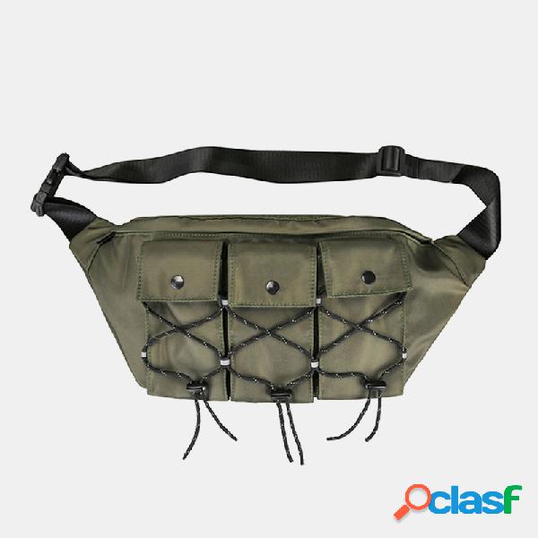 Homens Nylon Multi bolsos amarrados Casual Crossbody Bolsa