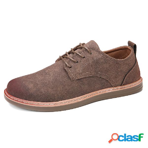 Homens Retro Cor Couro Leve Macio Sapatos Casuais