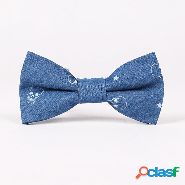 Homens Retro Wind Denim Algodão Bowknot Gravata Cool