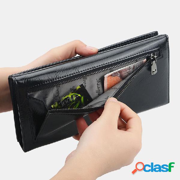 Homens Sólidos 24 Slots de Cartão Carteira Longa com