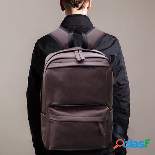 Homens Sólidos Casual Multifuncional Laptop Zipper Backpack