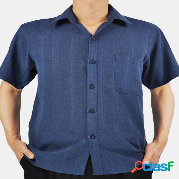 Homens Soft Camisas de manga curta de bolso de peito fino