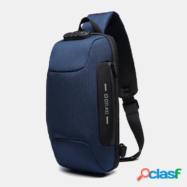 Homens Travel Sling Bolsa USB de carregamento Crossbody