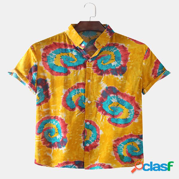 Homens de cores misturadas Eddy Tie-dye Print Manga curta