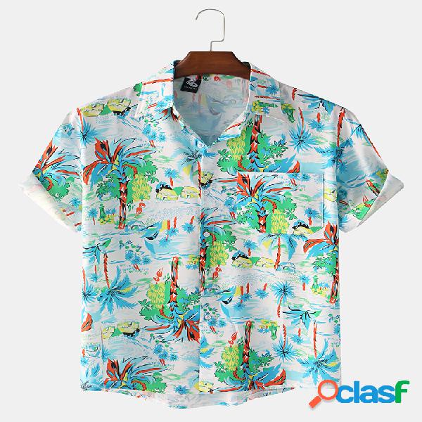 Homens graffiti impresso manga curta havaiana Camisa