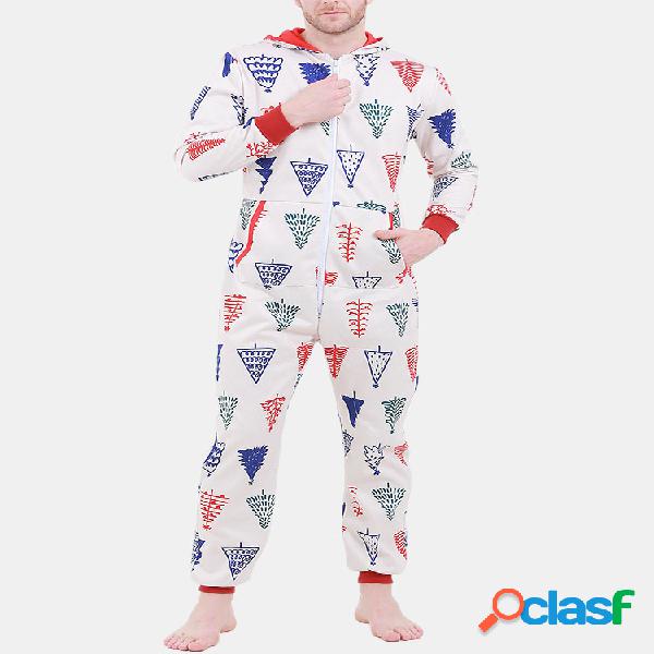 Homens natal engraçado impressão macacão pijama engrossar