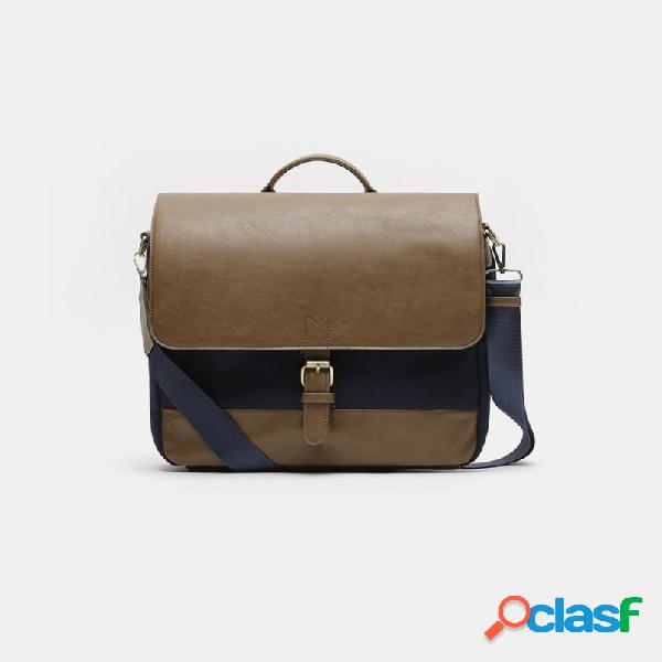 Homens patchwork negócios pasta laptop Bolsa crossbody