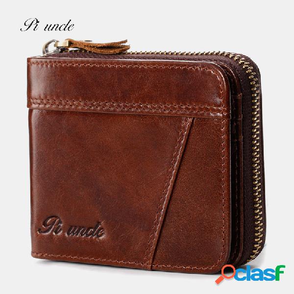 Homens retro zipper bolsa RFID mini-slot multi-carteira