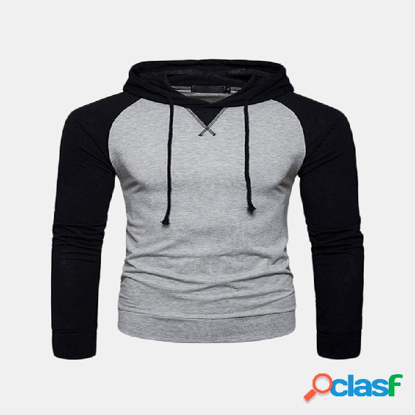 Hoodies desportivos para homens Hit Color Long-sleeve Casual